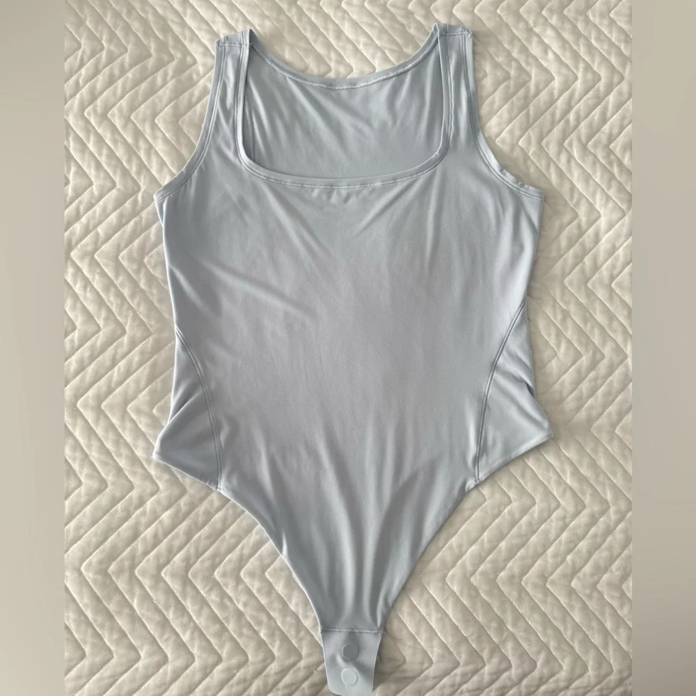 Lululemon Wundermost Ultra-Soft Nulu Square-Neck Sleeveless Bodysuit Starch Blue
